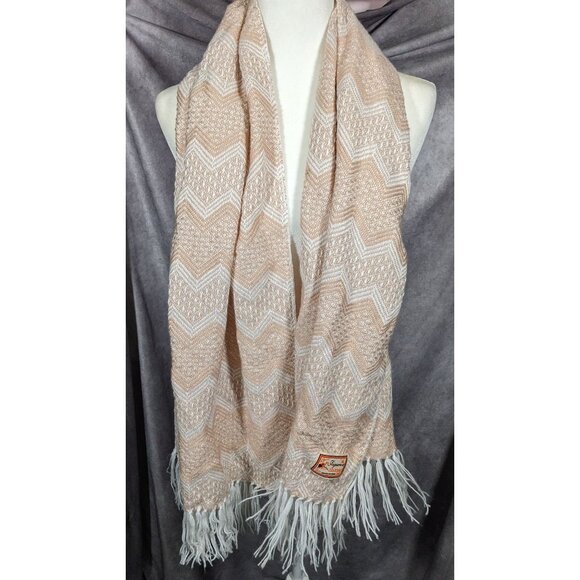 Figueroa Genuine Alpaca Peruvian Cream Chevron Scarf - Picture 6 of 9
